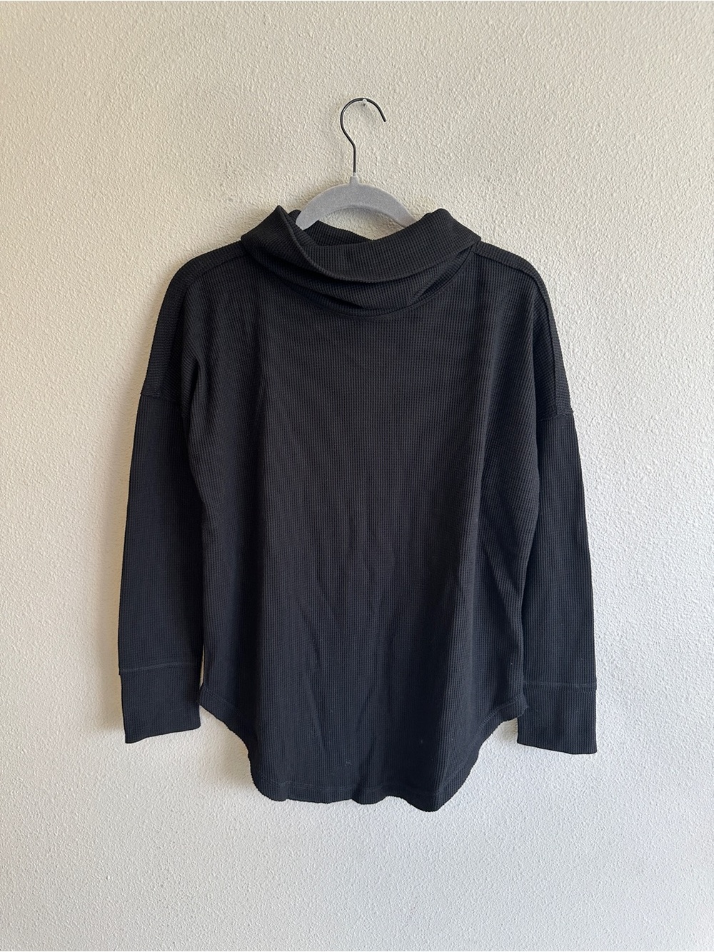 Anthropologie Maeve Black Thermal Cowl Neck Long Sleeve Small